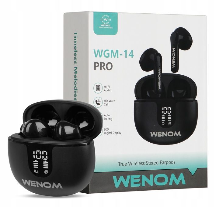 Słuchawki Bezprzewodowe Douszne Wenom Wgm 14-pro Anc 2 Mikrofony Led E