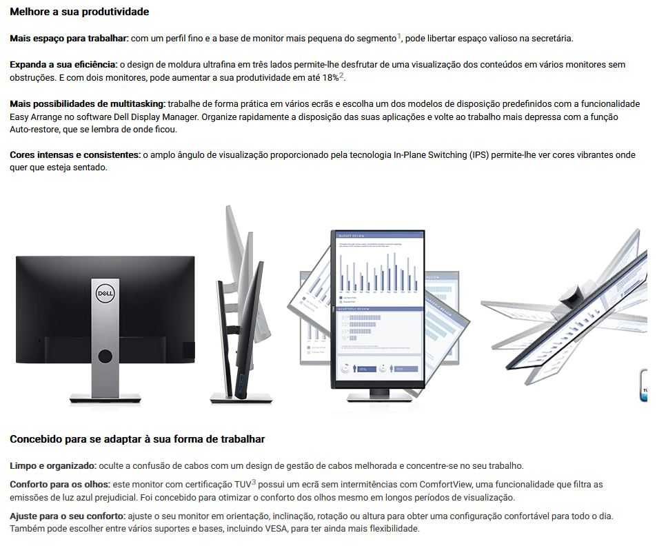 Monitor DELL 24p FULLHD | HDMI | VGA | DP | 4USB | Sem moldura