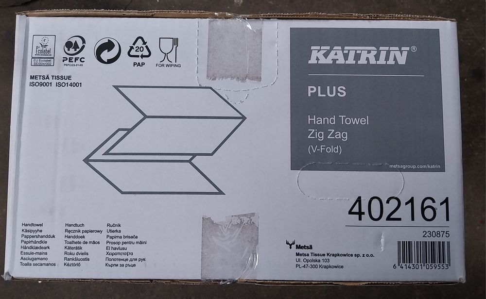 Ręczniki papierowe Katrin Zig zag karton 20 paczek