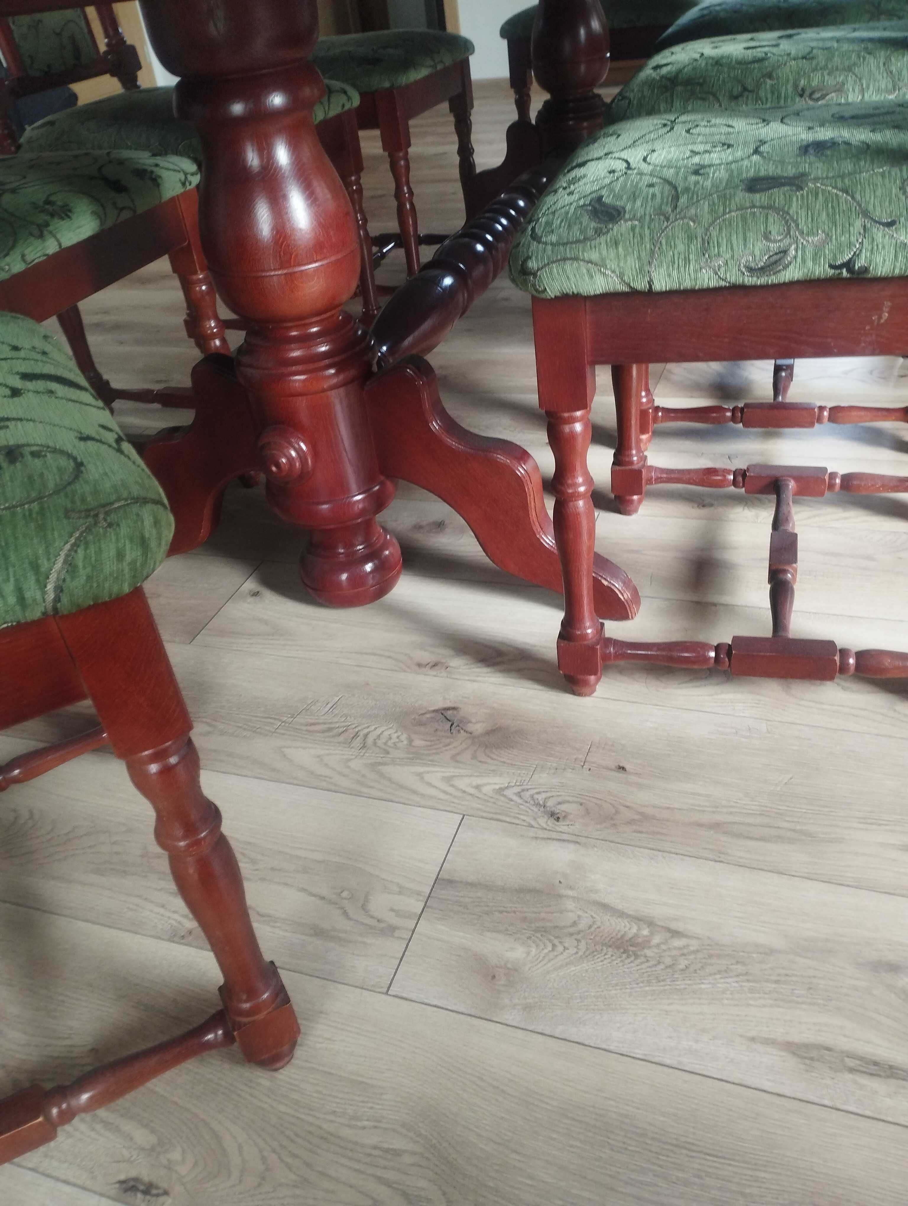 Stół dębowy rozkładany + 8 krzeseł