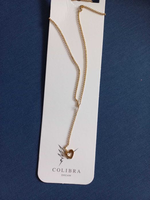złoty łańcuszek naszyjnik długi z serduszkiem  celebrytka Colibra