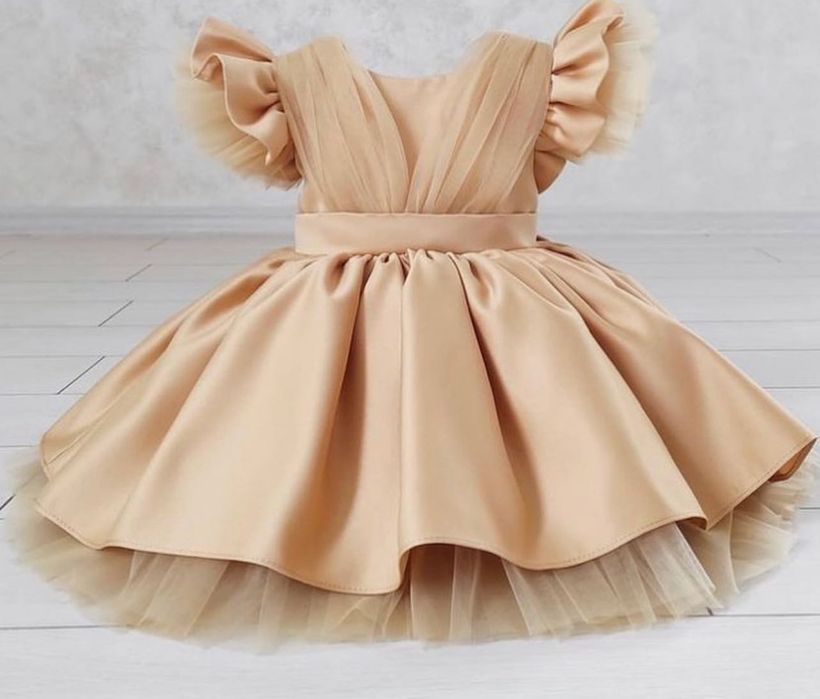 Vestido festivo/cerimónia dourado - menina 9-12 meses, perfeiro estado