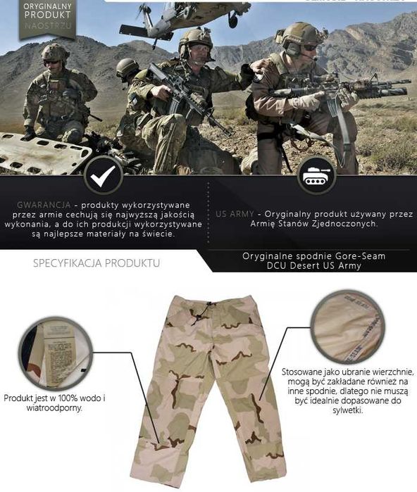 Spodnie ECWCS USA Gore-Tex Cold Weather Pants Desert NOWE # L-Regular