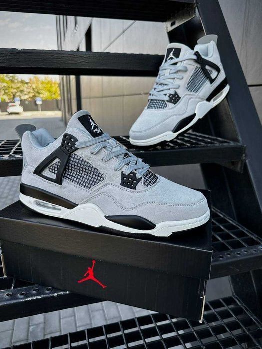 !SALE! Nike Air Jordan Retro 4 Light Grey Black 41 42 43 44 45 46