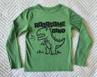 Bluzka długi rękaw zielona dinozaur napis czarny H&M r.122/128 6-8 lat