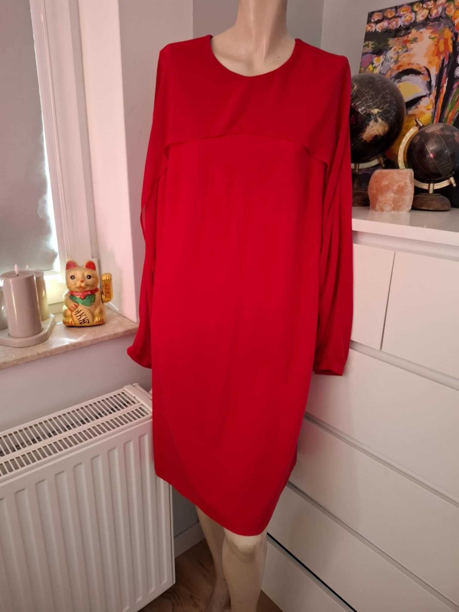 44 XXL BPC selection elegancka czerwona sukienka wieczorowa koktajlowa