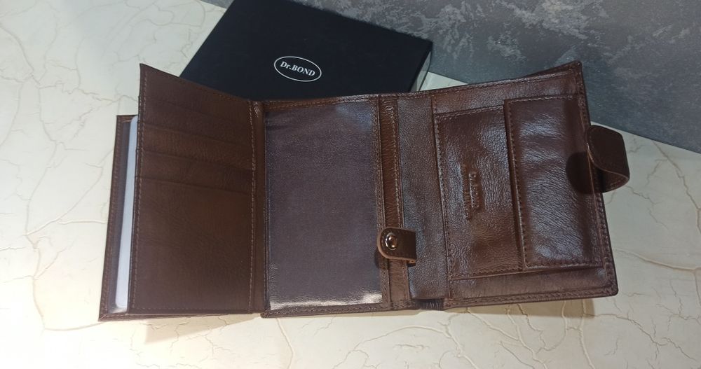 Мужской кожаный кошелек DR.BOND  портмоне чоловічий шкіряний гаманець