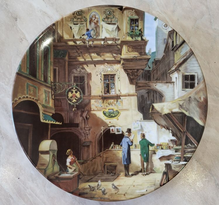 Дешево шикарна рідкісна антикварна майоліка тарілка емаль