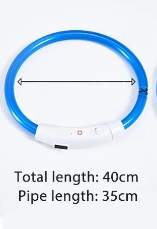 Obroża LED USB świecąca dla psa kota nowa niebieska rozm.S 35cm