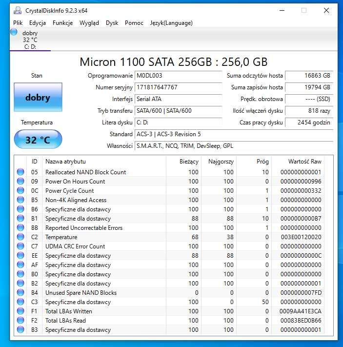 Dysk SSD Micron 1100, 256 Gb sata 3 (3)