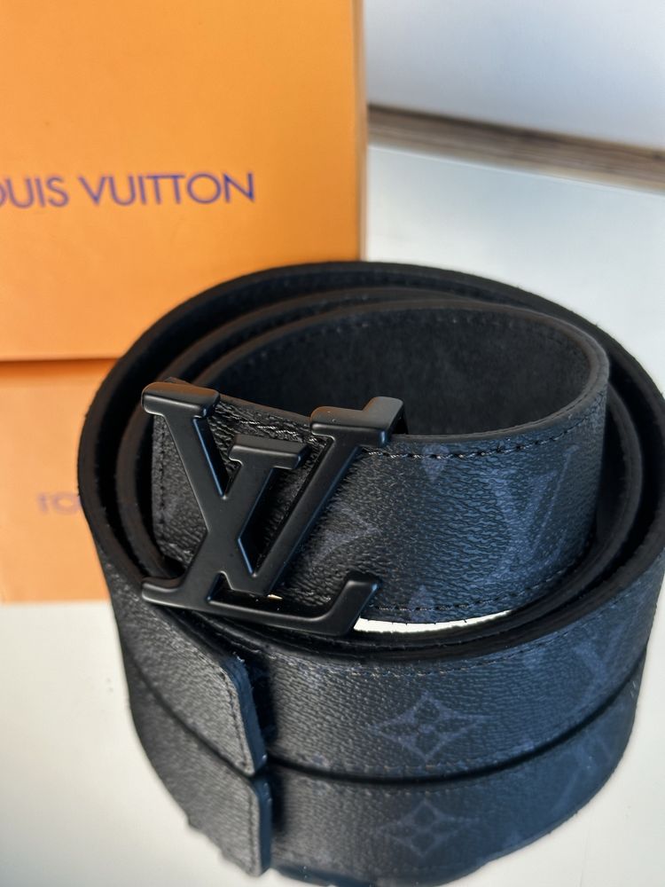 Pasek skórzany Louis Vuitton monogram skóra naturalna LV czarny