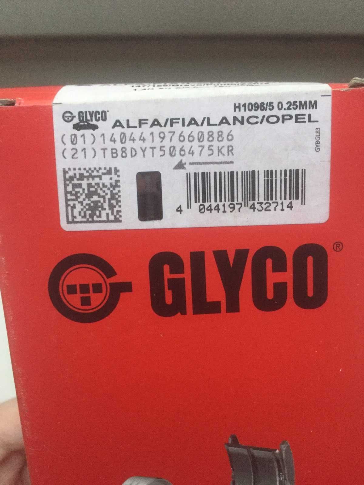 Вкладыши коренные Glyco H1096/5 0.25 mm 147/156. ALFA/FIAT/LANC/OPEL