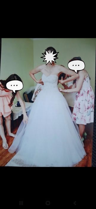 Suknia ślubna - księżniczka bez ramiączek, gorset