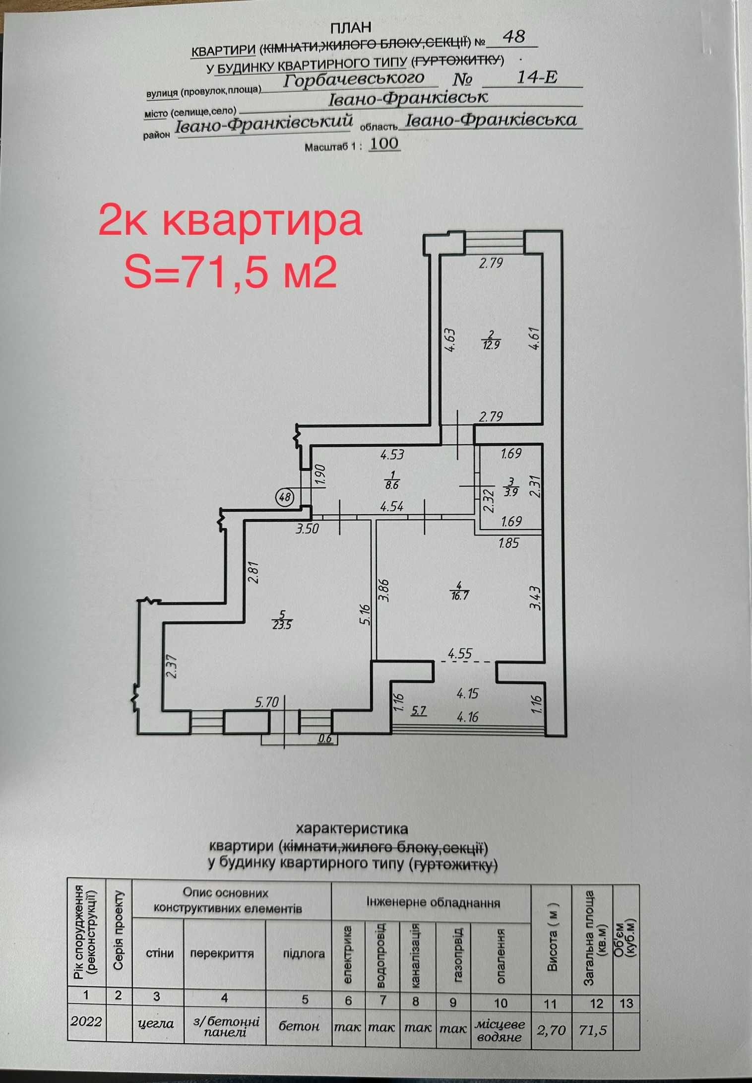 Зданий будинок 2-к. кв, 71,5 кв.м., 3/9пов., Горбачевського,14Е