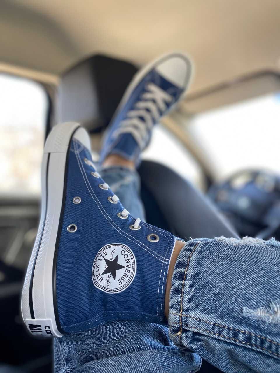 Жіночі сині Converse All Star Високі конверси