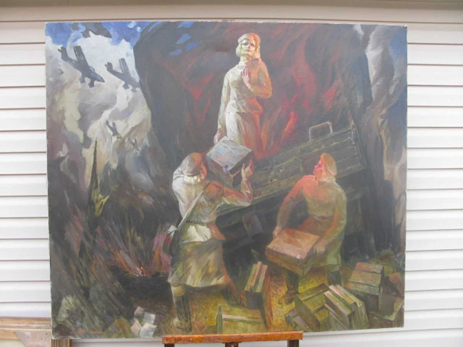 Картина СРСР "Смерть санінструктора" авторська, соцреалізм