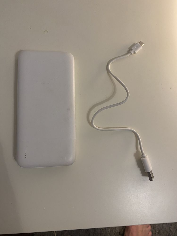 Powerbank 10000 mAh MicroUSB, Type-C Biały