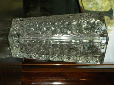 Kultowy wazon z l.70ych krople rosy szkło prasowane J. Drost Ząbkowice