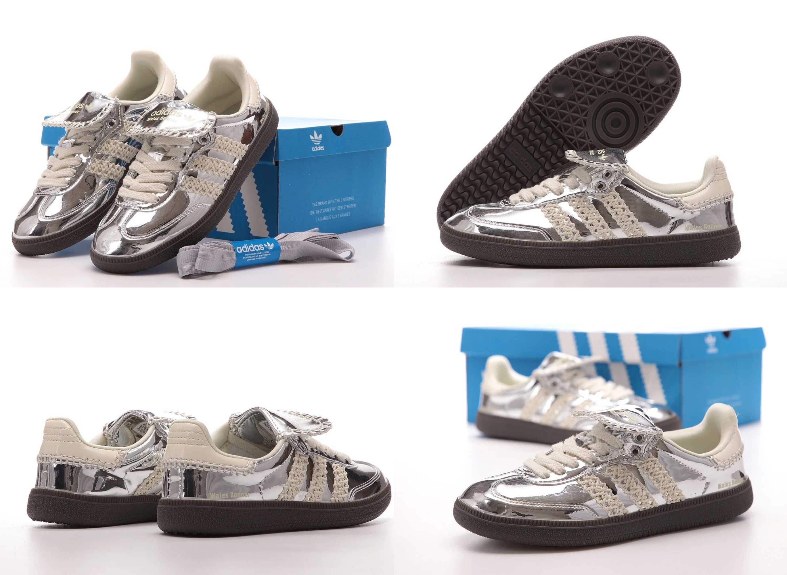 Женские кроссовки Adidas Samba Wales Bonner Silver 36-40 Новинка 2024!