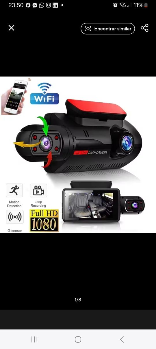 Camera Frente e Interior Dash Cam