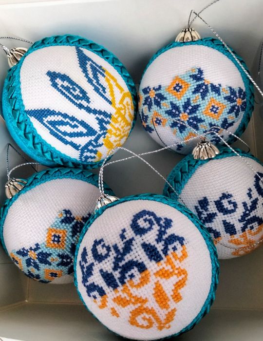 Вишиті новорічні кульки різдвяні прикраси великодня писанка яйце велик