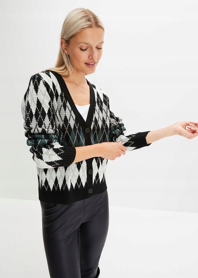 B.P.C sweter rozpinany we wzory ^44/46