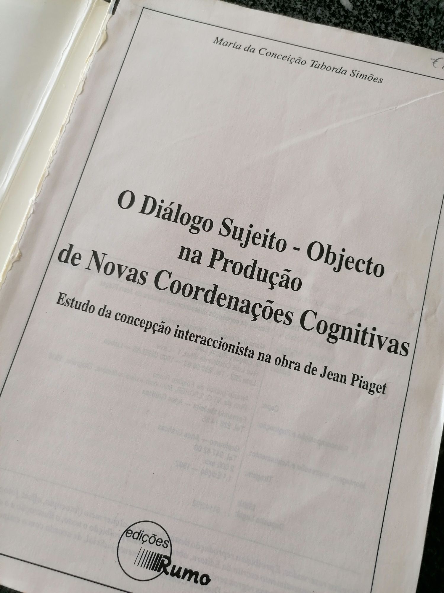 Liv "O diálogo suj-objecto na produção de novas coordenações cognitiva