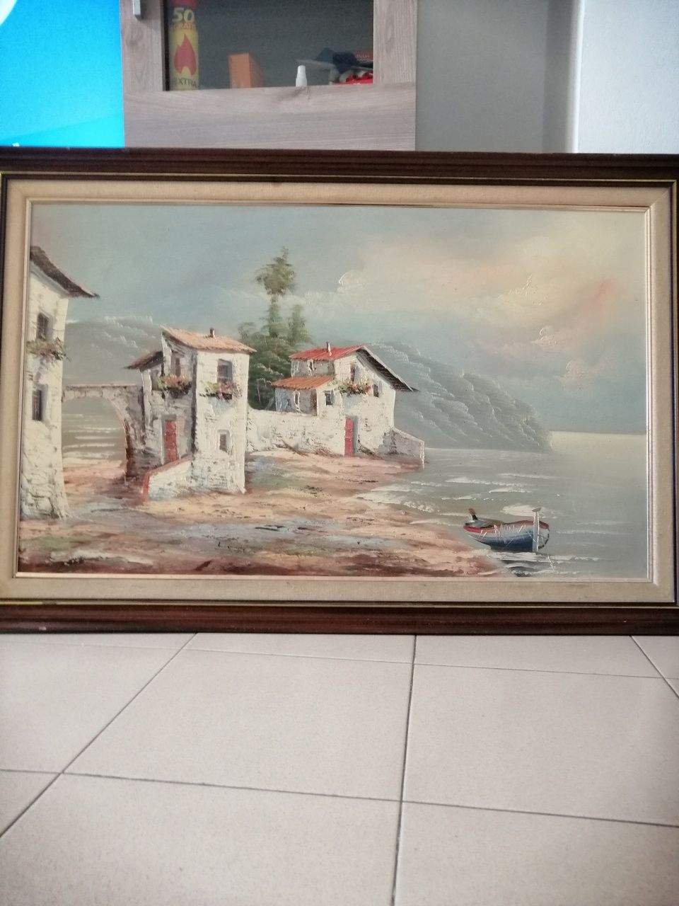 Quadro com pintura a óleo, muito bonito  muito bem desenhado..