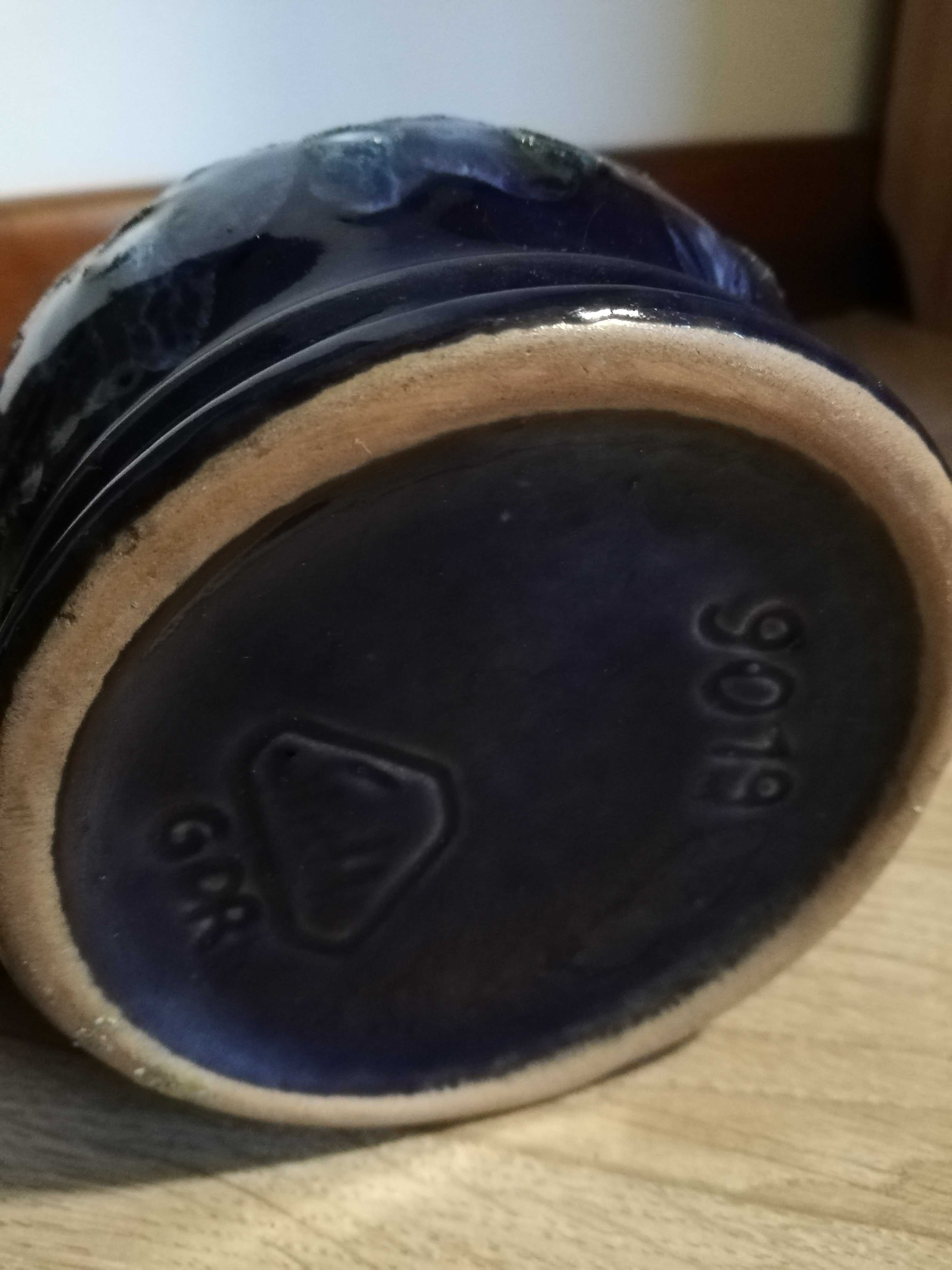 Kufel ceramiczny Strehla kubek kufelek z uchem granatowy
