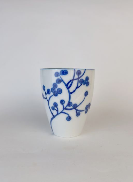 Kubek barowy ASA porcelana ręcznie malowany kobalt folk retro cottage