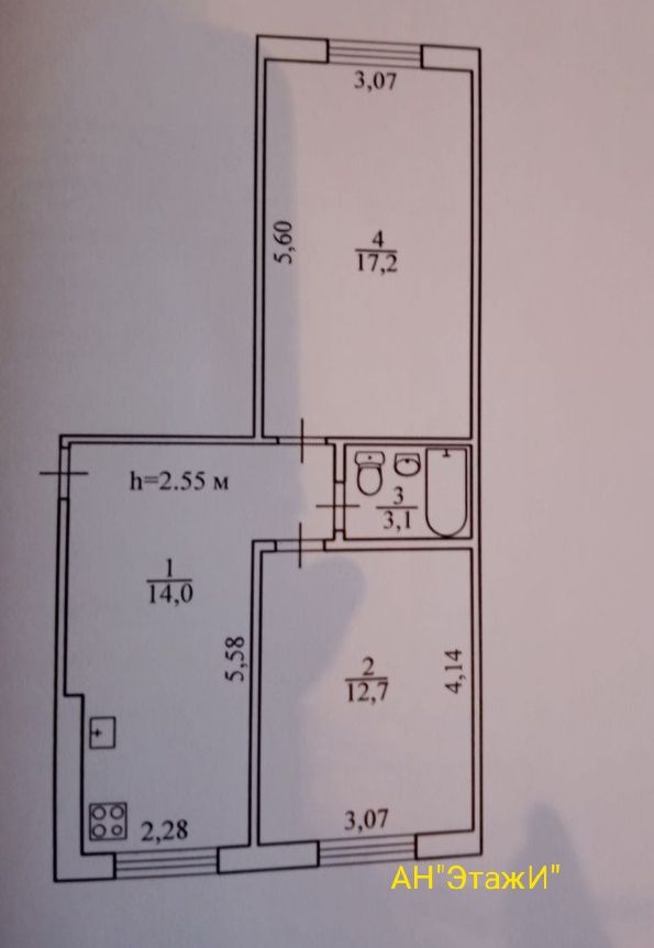 Продается 2х комнатная квартира по ул.Курчатова