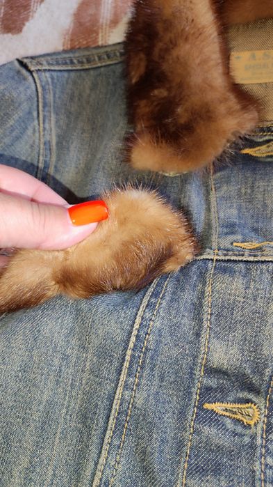 Куртка джинс с норкой М курточка