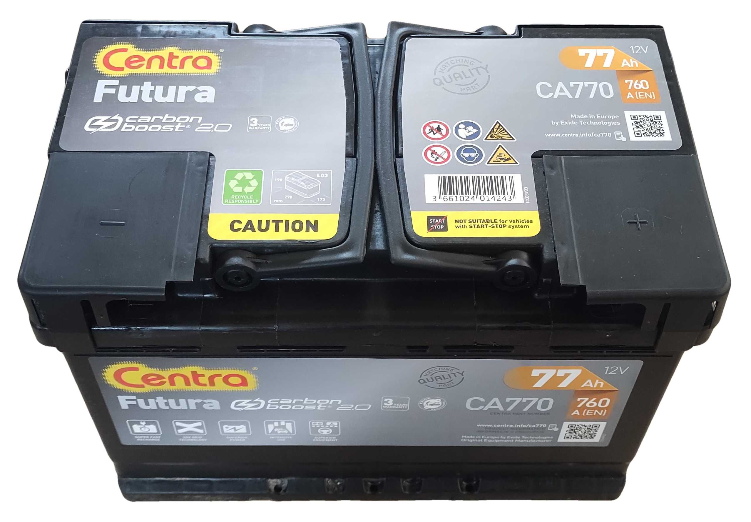 Akumulator Centra Futura 77Ah 760A CA770 Gwarancja 36 miesięcy