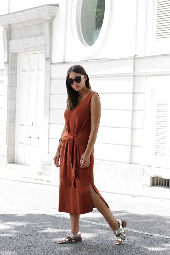 ZARA KNIT dress with a knot