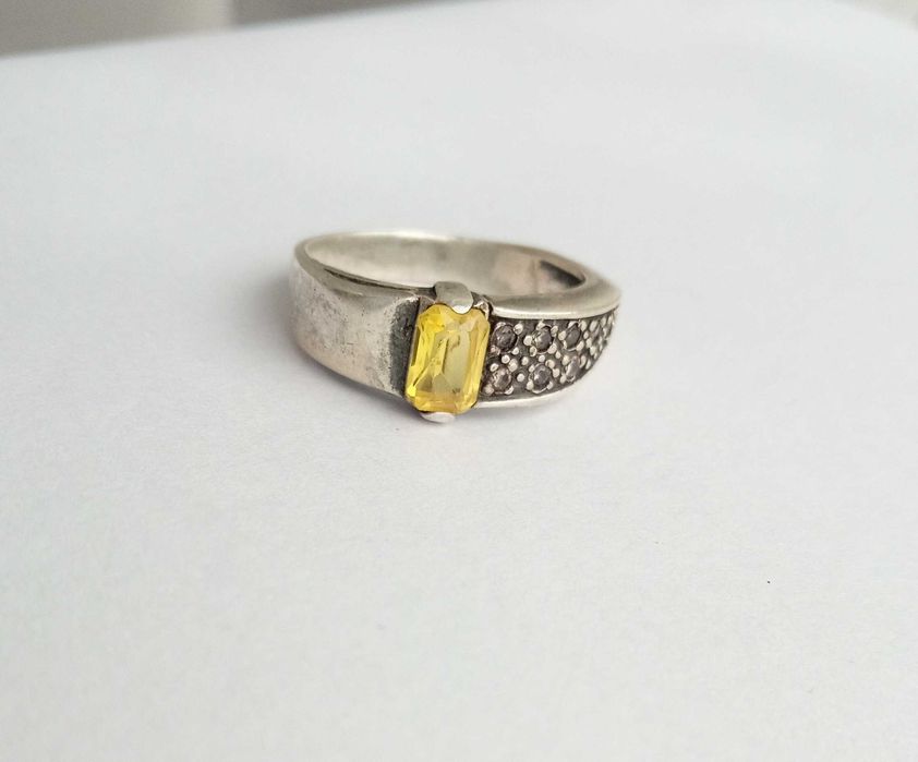 Вінтажне кольцо з жовтим каменем Срібло 925 проба, вінтаж