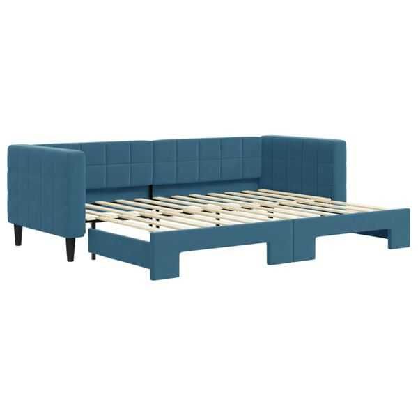 Sofá cama veludo azul