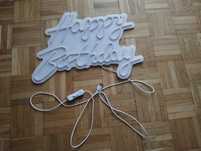 Tabliczka, napis neonowy Happy birthday