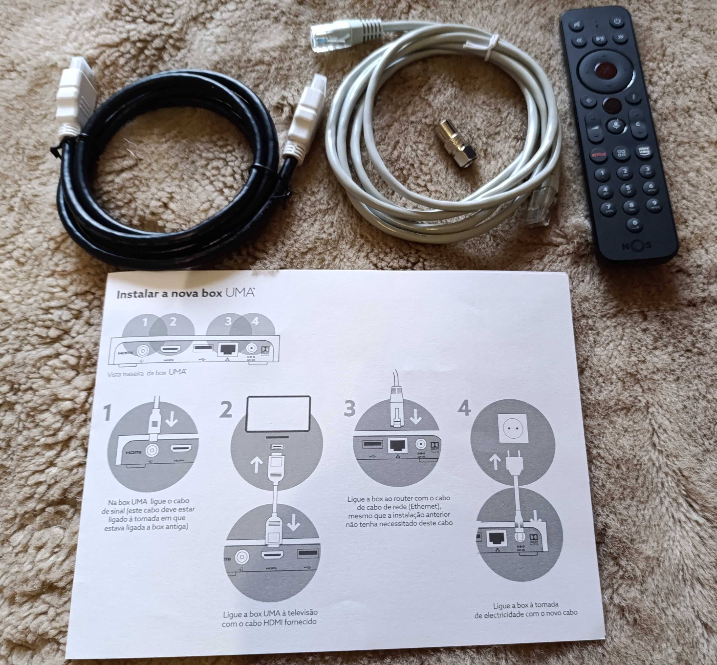 Conjunto  Cabo HDMI e Cabo alimentação para Descodificador TV - Novos