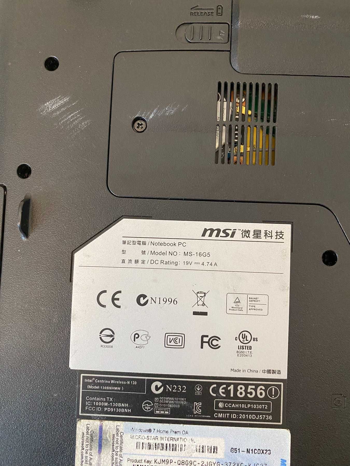 Ігровий ноутбук MSI 16 g5 /i5/4gb/500gb/gt635m-2gb