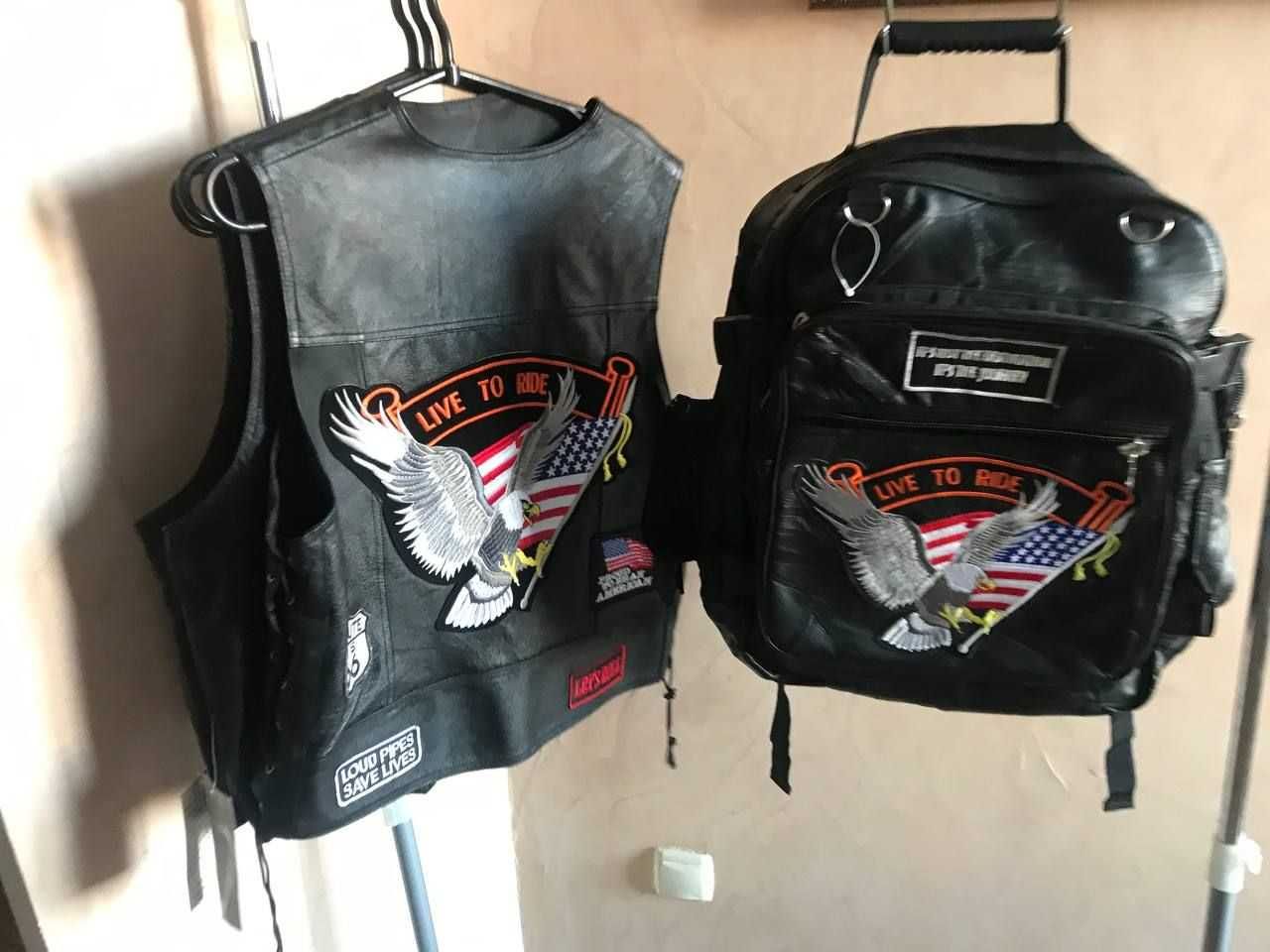 Кожаные байкерские жилетки. Мотоциклетные жилетки. Made in USA.