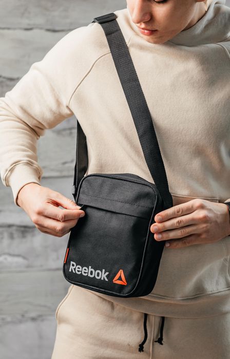 Мужская сумка через плечо Reebok, черная текстильная барсетка рибок