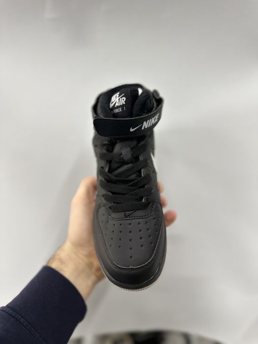 Кроси дитячі зимові Nike Air Force 32-39 чорні, черевики на овчині