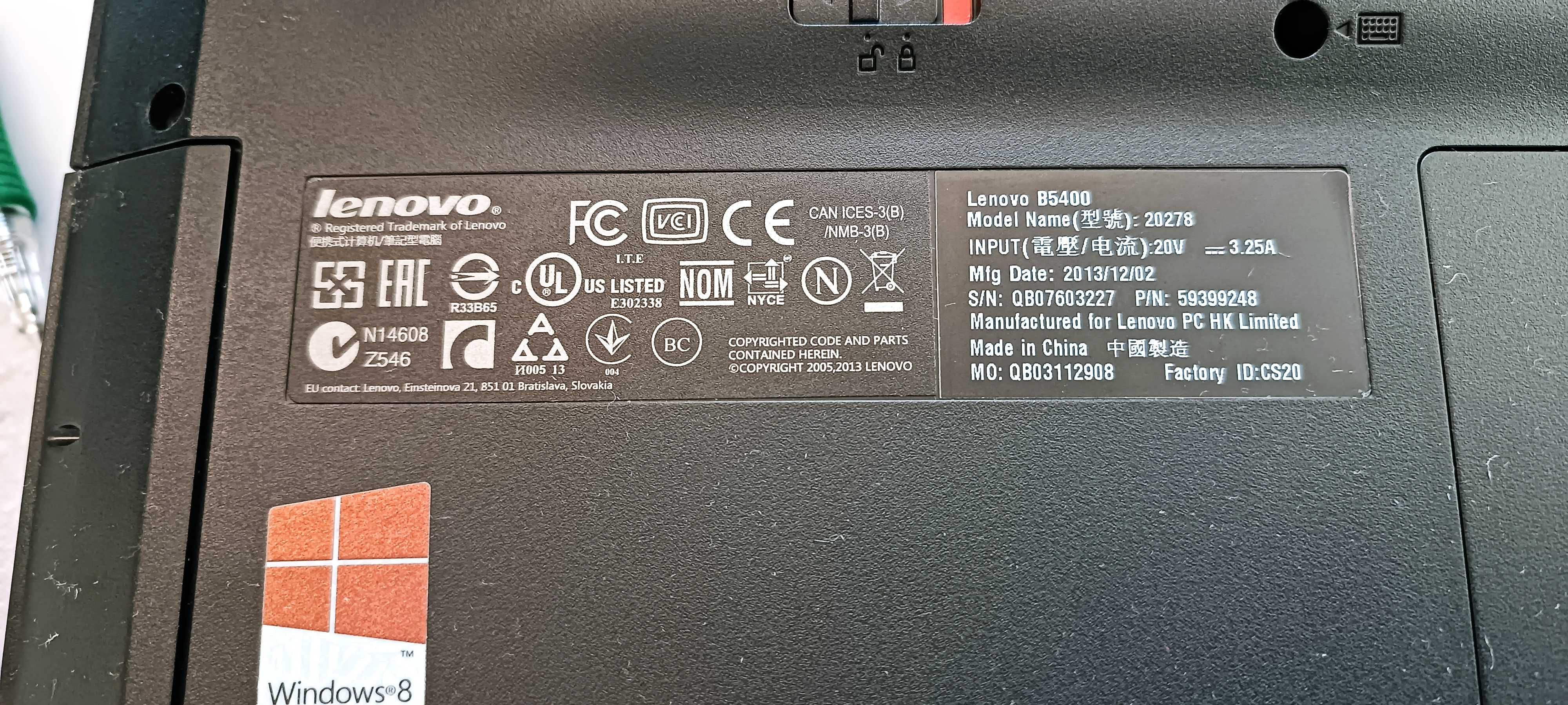 laptop Lenovo B5400 model 20278