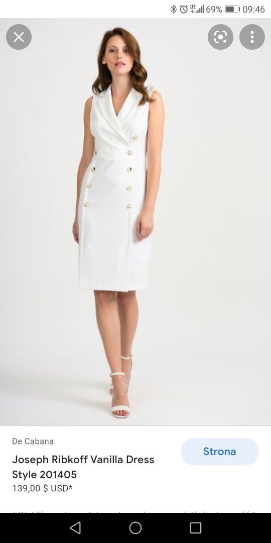 Sukienka Joseph Ribkoff 201405, biała z guzikami,  10