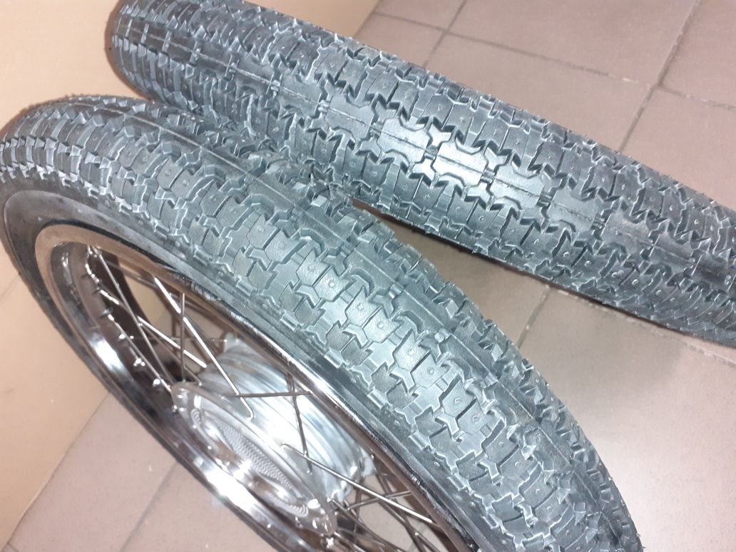 Nowe wycentrowane kola jawa 50 mustang kaczka pancerka r16" pl