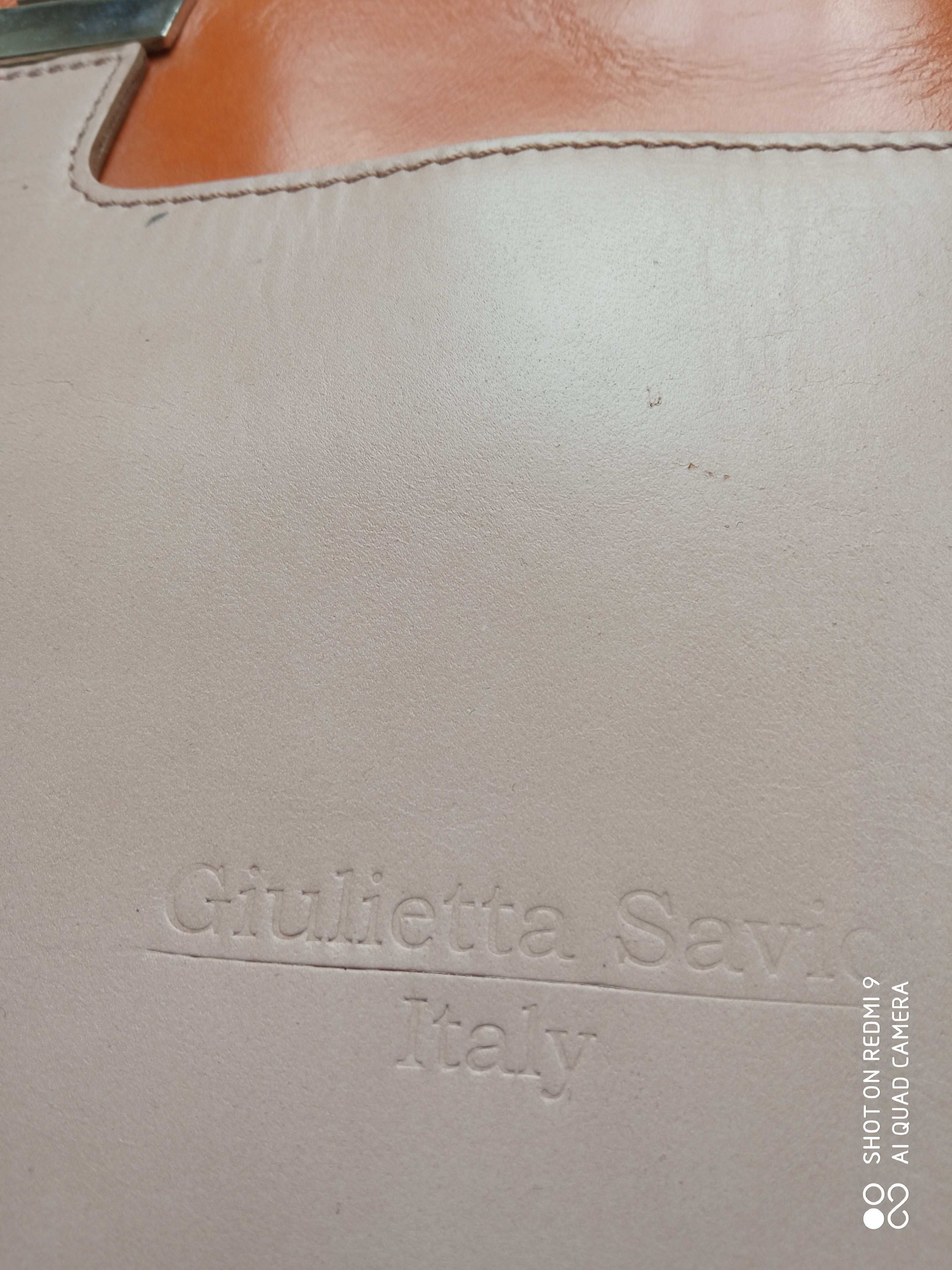 Giuletta Savio Italy torebka skóra naturalna koniak