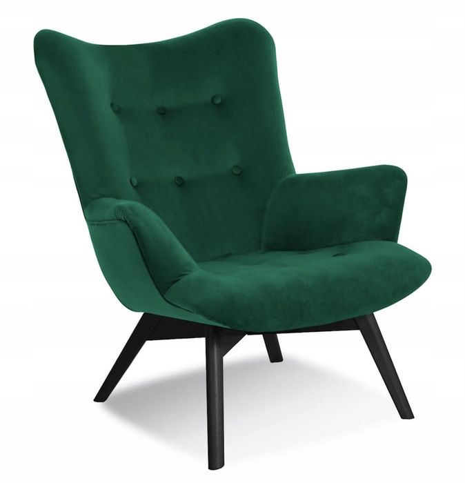 Fotel uszak materiał welurowy molde skandynawski