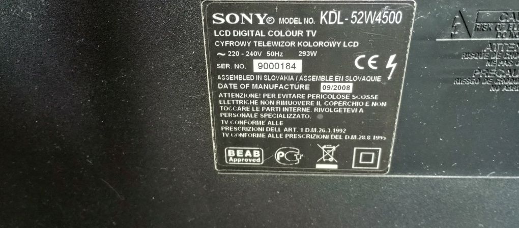 Sony Bravia 52  KDL-52W4500