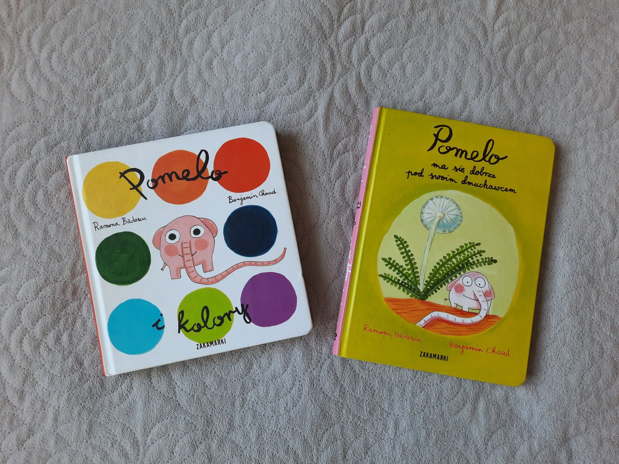 2 książki słoń Pomelo "Pomelo i kolory"