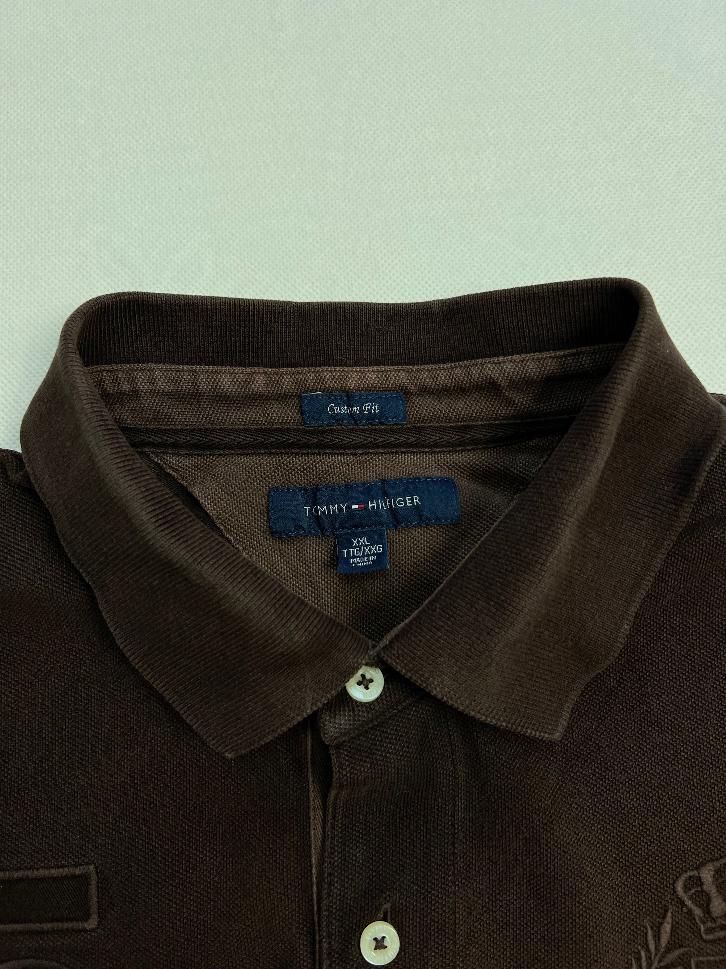 Polo koszulka Tommy Hilfiger brown travis scott big logo